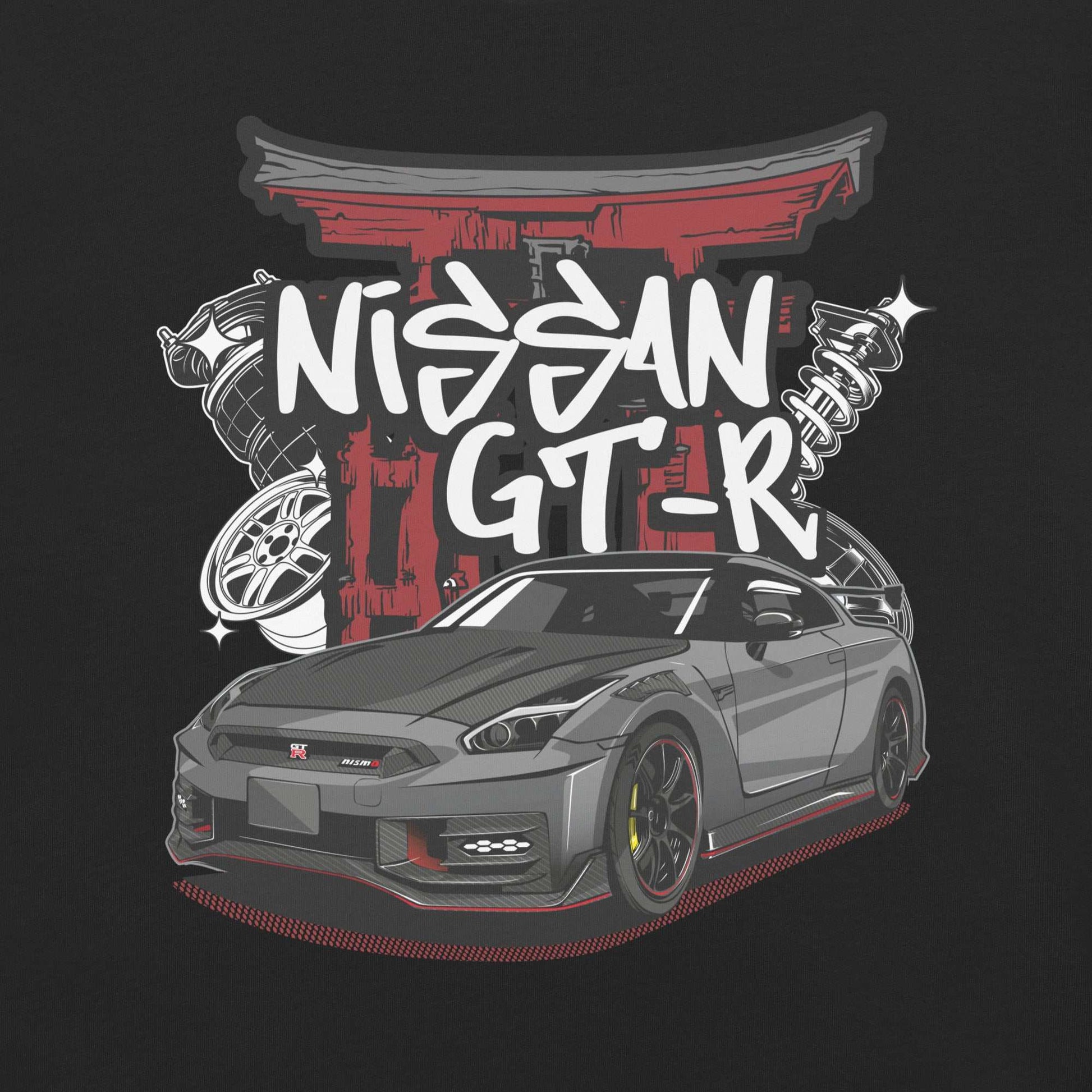 Torii Titan GT-R Tee featuring Nissan GT-R graphic with Torii gate and racing elements in red design