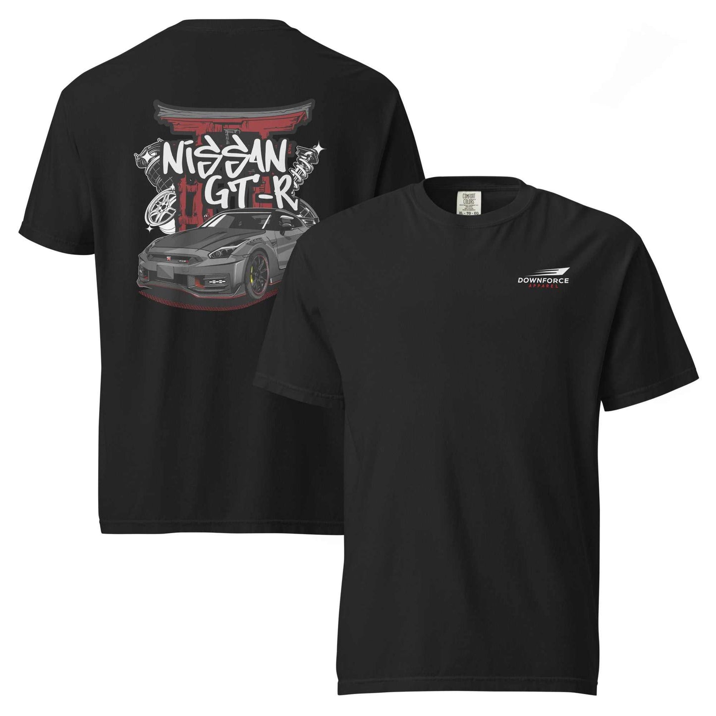 Black Torii Titan GT-R Tee with Nissan GT-R graphic and Torii gate design, JDM street racing style shirt