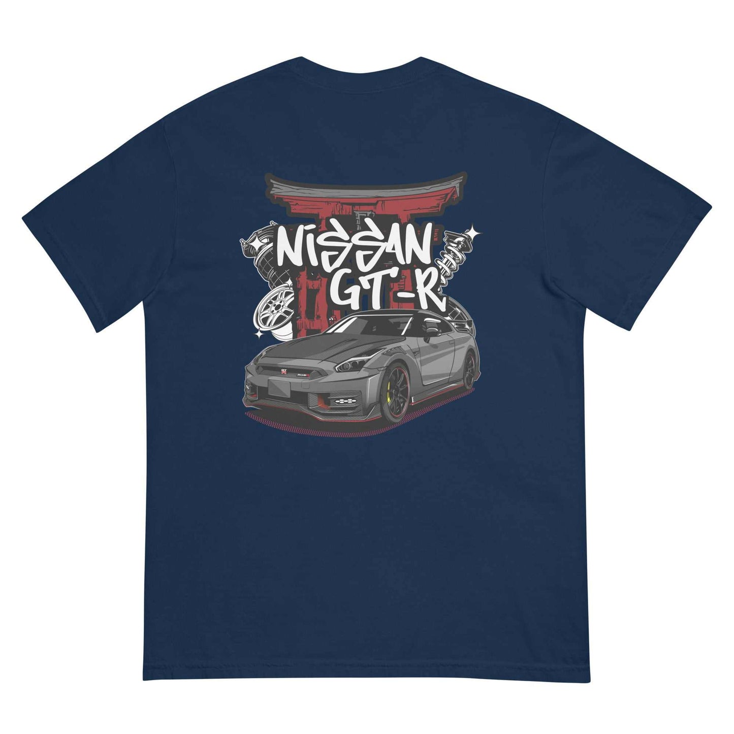 Torii Titan GT-R Tee navy shirt with Nissan GT-R graphic and Torii gate design