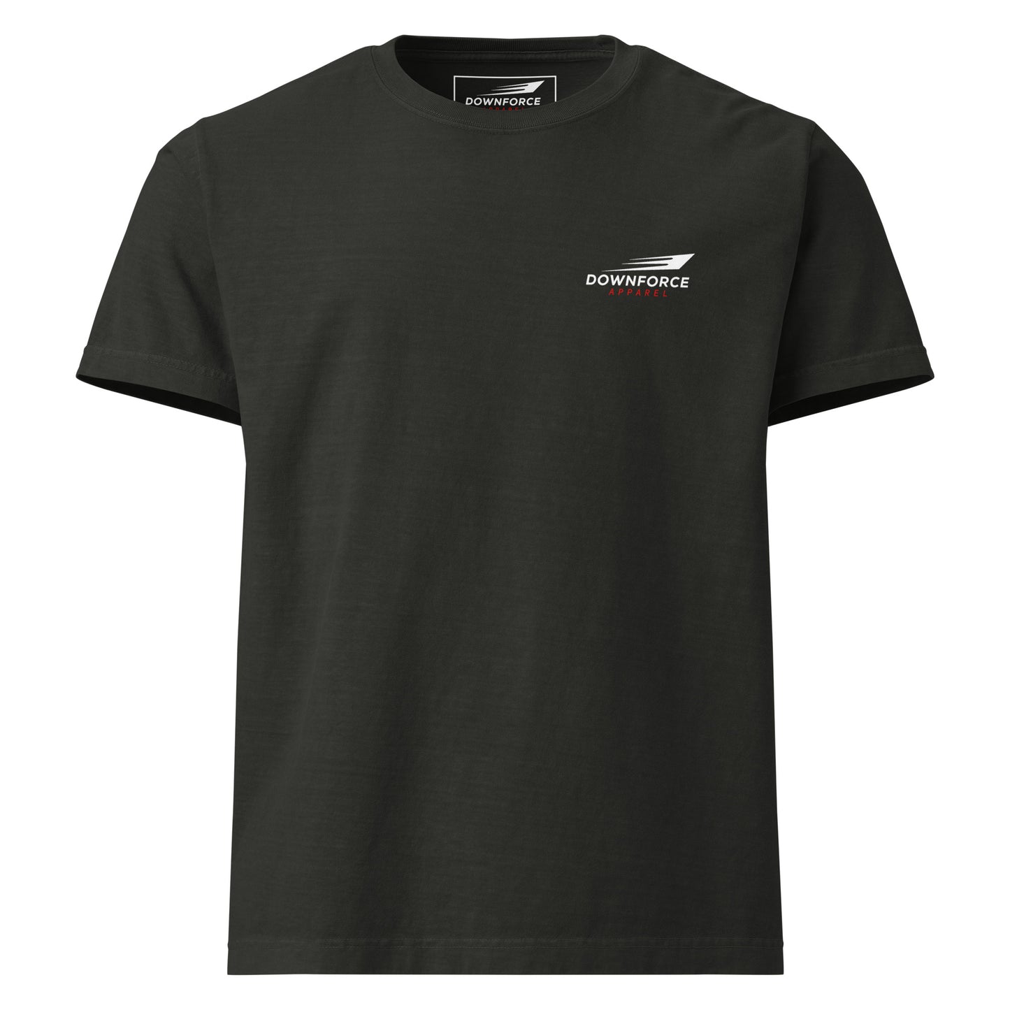 Unisex oversized washed black t-shirt with small graphic logo on chest